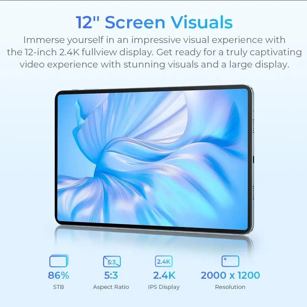 OUKITEL OT5S SmartTablet 12-inch 2.4K TÜV SÜD Certified 8250mAh Battery Android 14(24GB+256GB) - Image 8