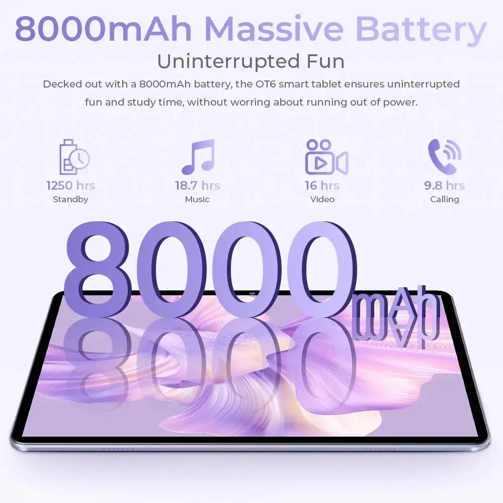 OUKITEL OT6 SmartTablet 10.1-inch TÜV SÜD Certified 8000mAh Android 13(16GB+64GB) - Image 5