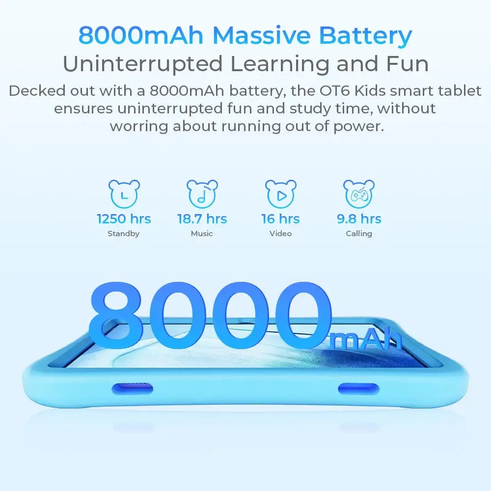 OUKITEL OT6 Kids Smart Tablet 10-inch TÜV SÜD Certified 8000mAh Android 13(16GB+64GB) - Image 6