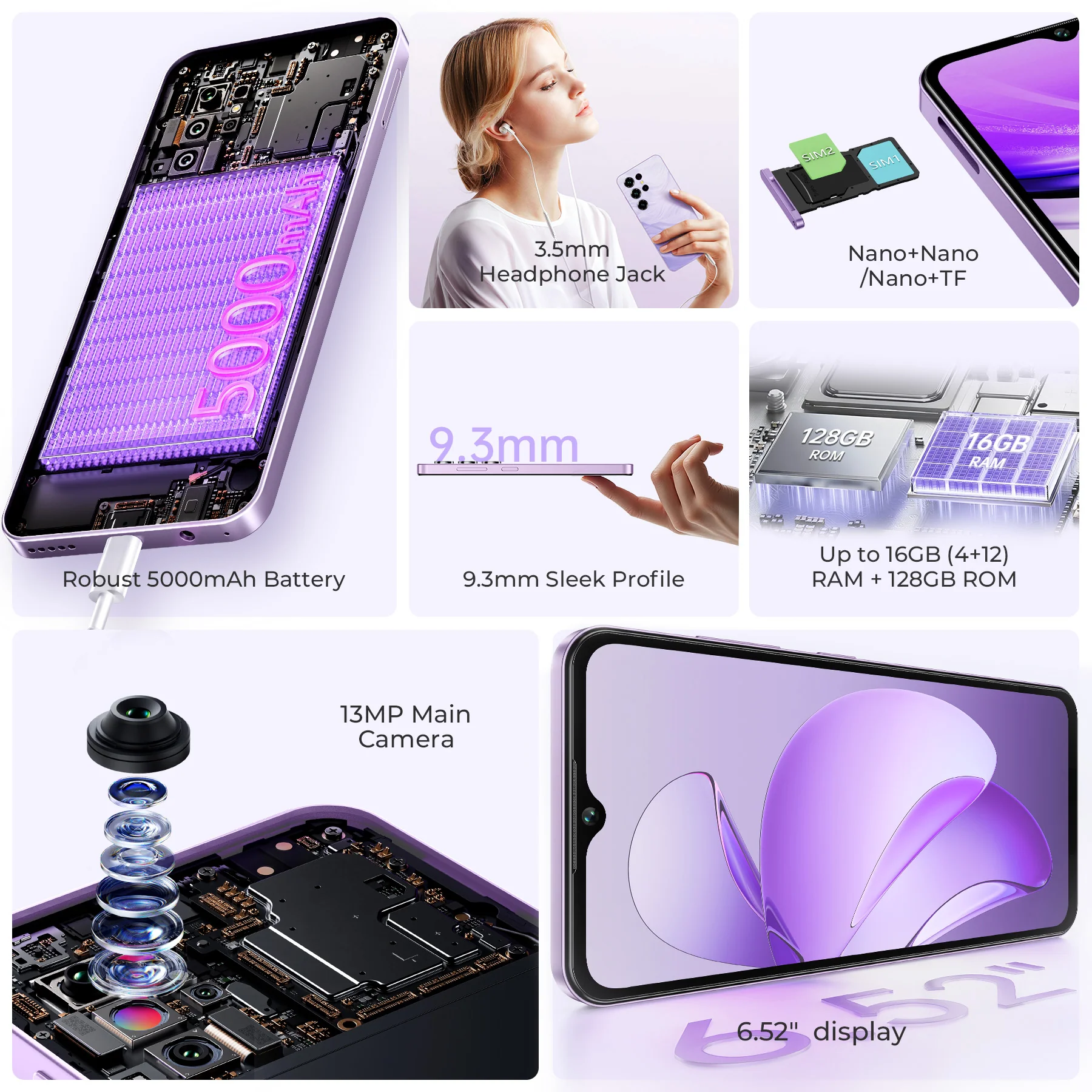 OUKITEL C2-EV 6.52-inch 5000mAh Battery 9.3mm Ultra-thin Body Smartphone(4GB+128GB) - Image 5
