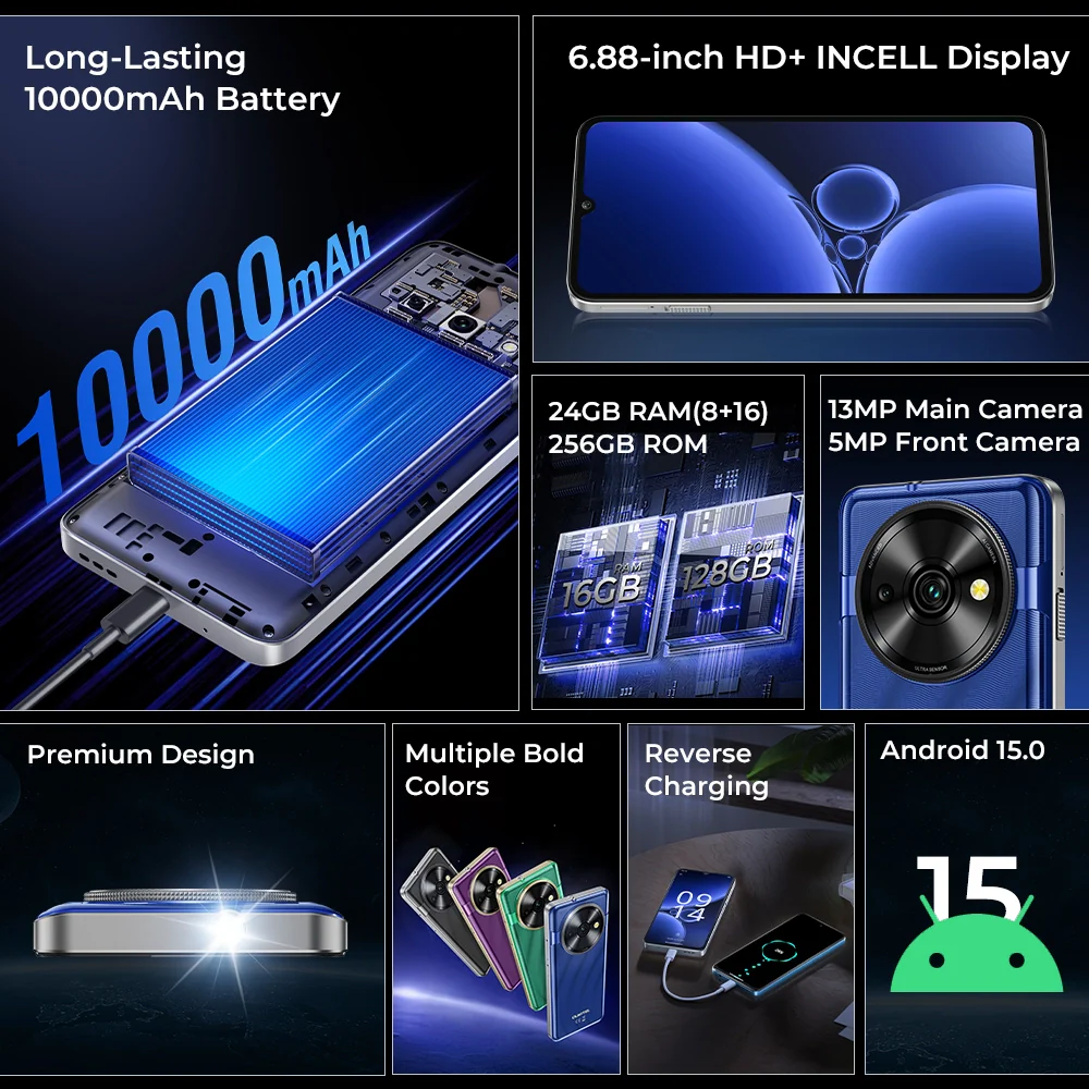 OUKITEL C59 Pro-EV 6.88-inch 10000mAh Battery 13.3mm Ultra-thin Body SmartPhone(8GB+256GB) - Image 5