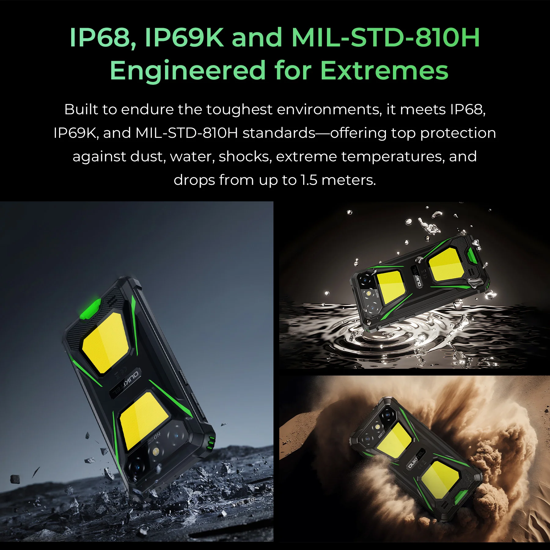 OUKITEL G5-EV 4G Rugged Phone 6 HD+ Display 6300mAh Big Battery 13MP Camera Camping Light Android 14(4GB+64GB) - Image 7
