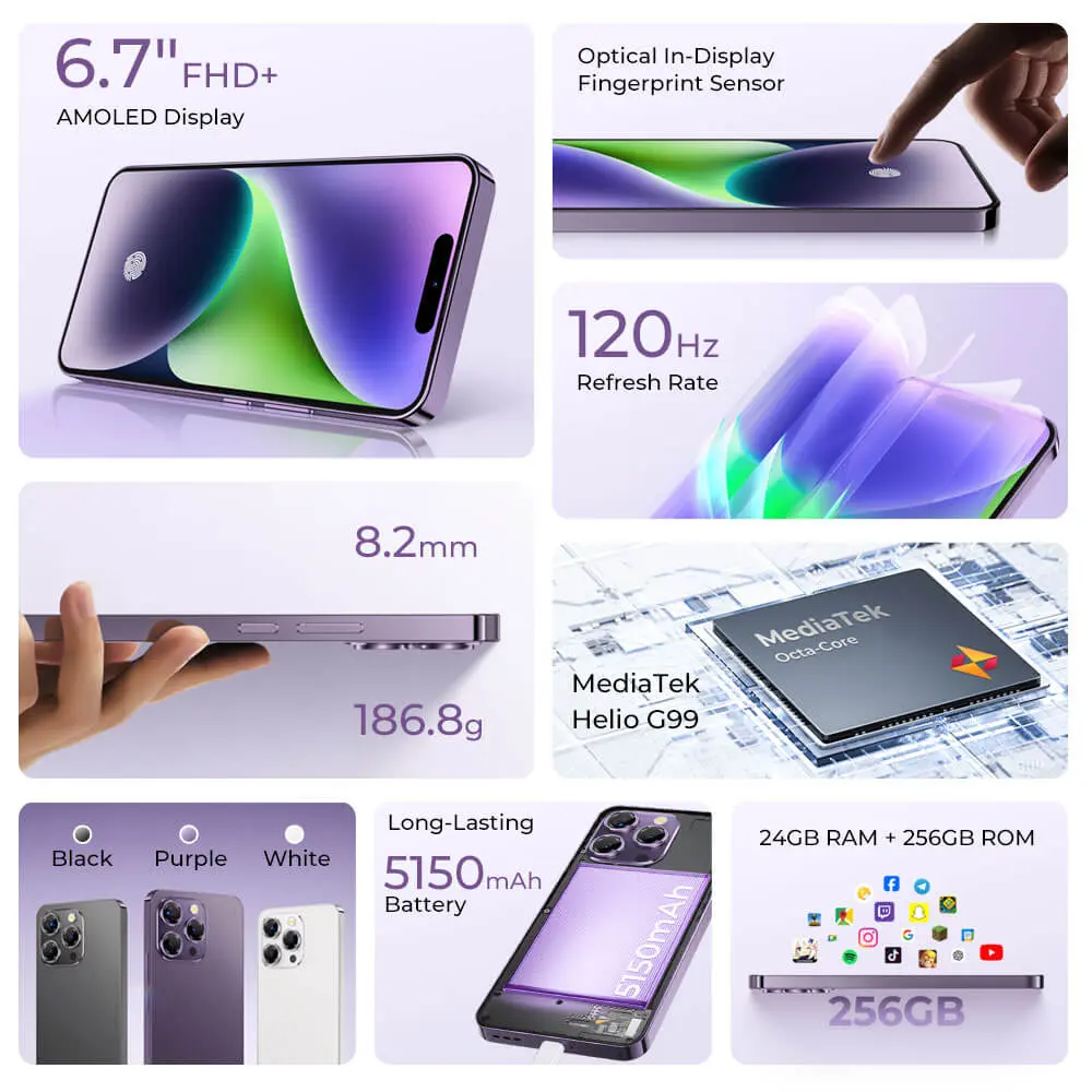 OUKITEL P1 6.7-inch 5150mAh Battery 8.2mm Ultra-thin Body SmartPhone(8GB+256GB) - Image 7