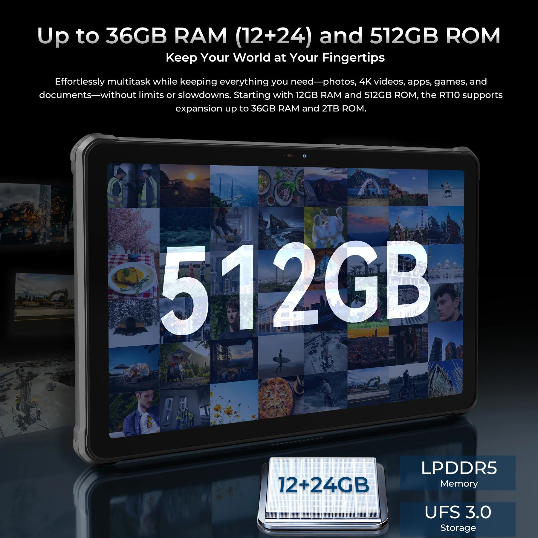 OUKITEL RT10 Industry 5G Rugged Tablet 11" Dimensity 7400X 25000mAh Battery 64MP Camera Android 15(12GB+512GB) - Image 6