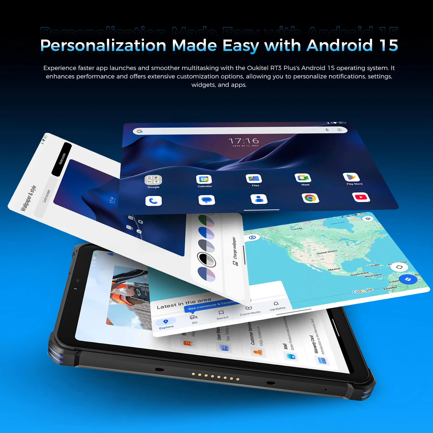 OUKITEL RT3 Plus 4G RuggedTablet 8-inch 11000mAh Big Battery 16MP Camera Android 15 (4GB+128GB NFC) - Image 9