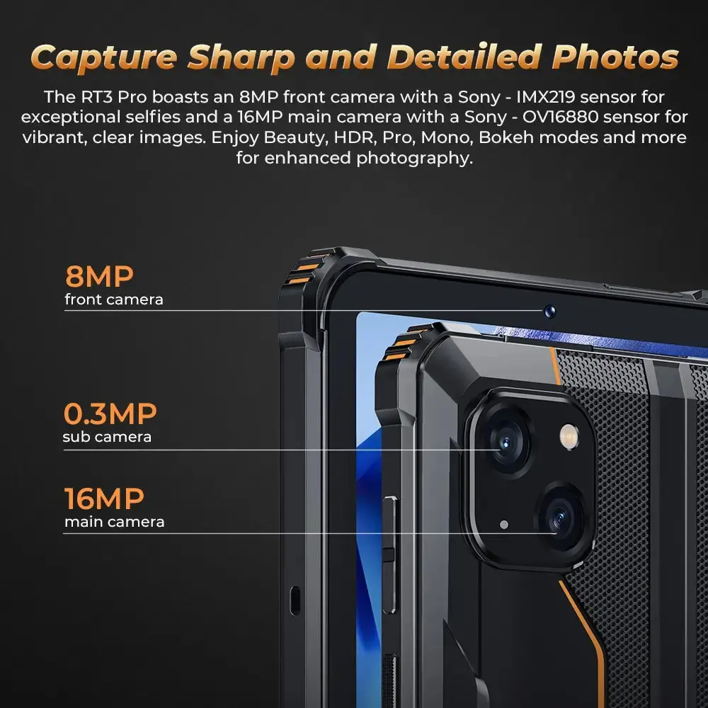 OUKITEL RT3 Pro 4G RuggedTablet 8-inch 5150mAh Big Battery 16MP Camera Android 14 (16GB+128GB NFC) - Image 13