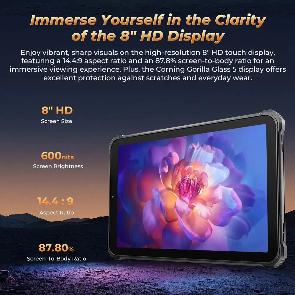OUKITEL RT3 Pro 4G RuggedTablet 8-inch 5150mAh Big Battery 16MP Camera Android 14 (16GB+128GB NFC) - Image 7