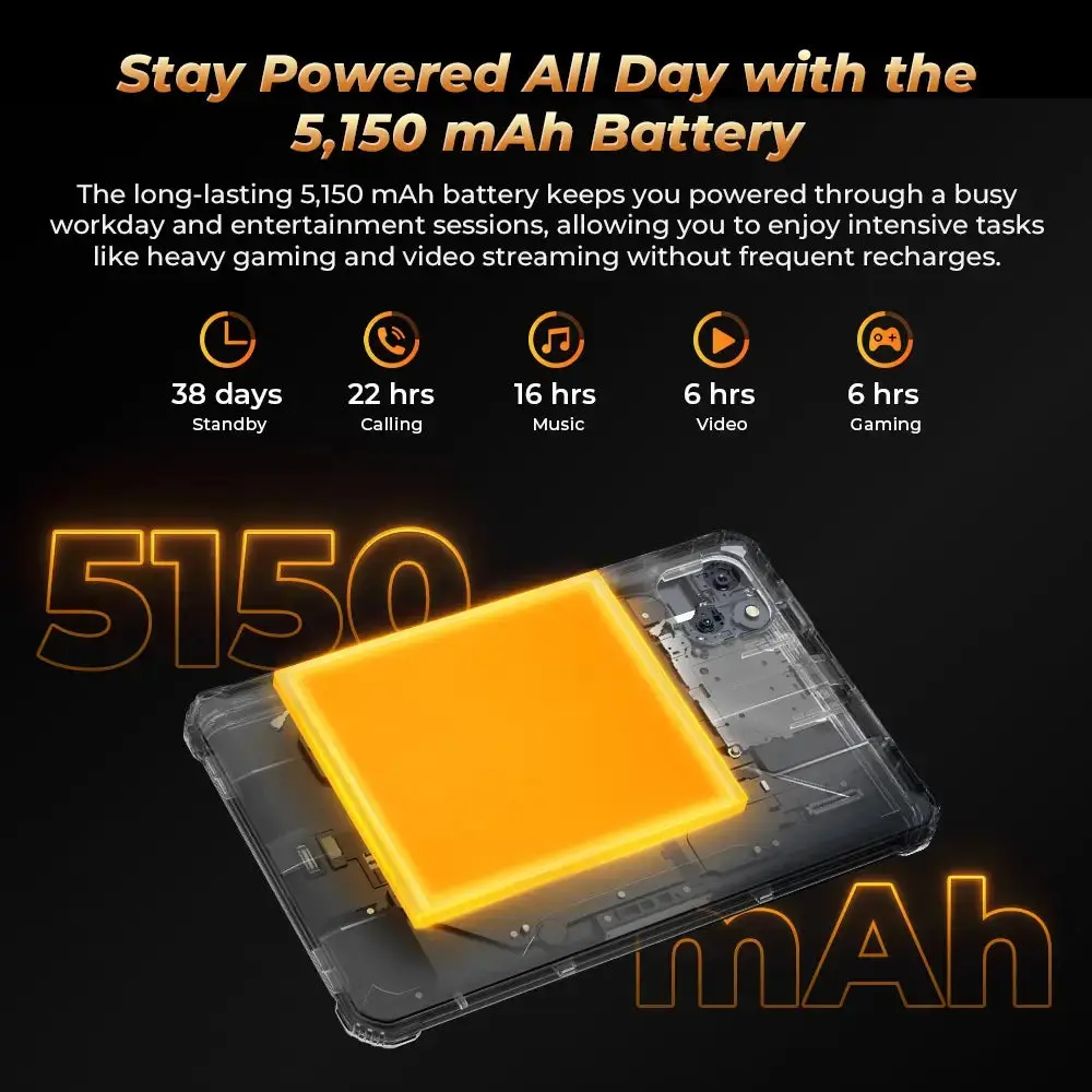 OUKITEL RT3 Pro 4G RuggedTablet 8-inch 5150mAh Big Battery 16MP Camera Android 14 (16GB+128GB NFC) - Image 8