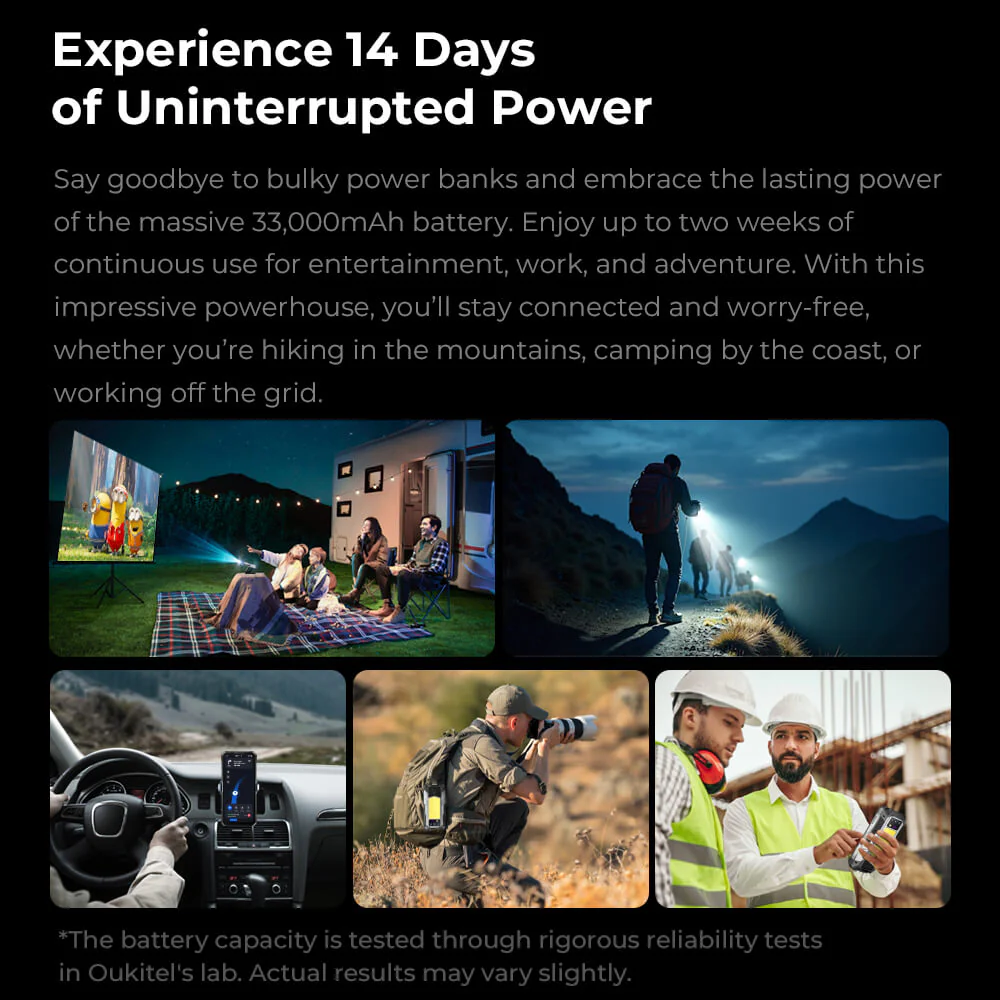 OUKITEL WP100Titan 5G Rugged Phone 6.8-inch 120Hz 33000mAh Camping Light Big Mobile Projection Function (16GB+512GB NFC) - Image 6