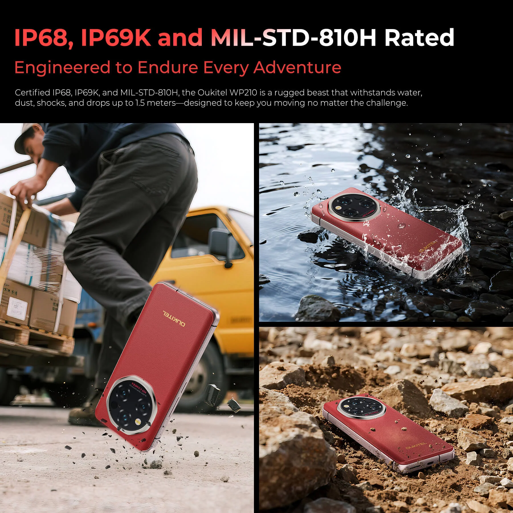 OUKITEL WP210 5G Rugged Phone 6.7'' FHD+ Display 8800mAh Big Battery 108MP Camera Android 15(12GB+512GB NFC) - Image 6