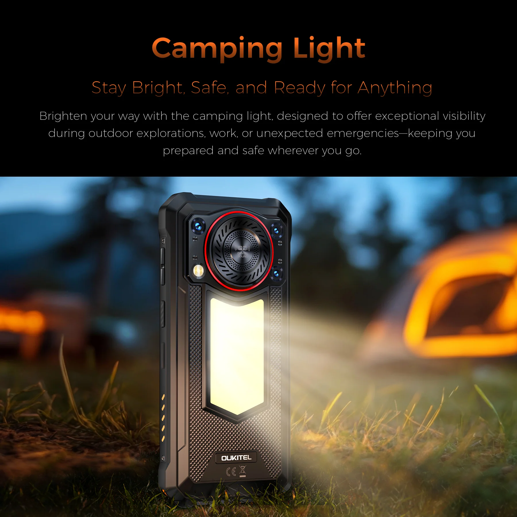 OUKITEL WP53 Pro 4G Rugged Phone 6.52'' FHD+ Display 11000mAh Big Battery 50MP Camera Camping Light Android 15(8GB+256GB NFC) - Image 5