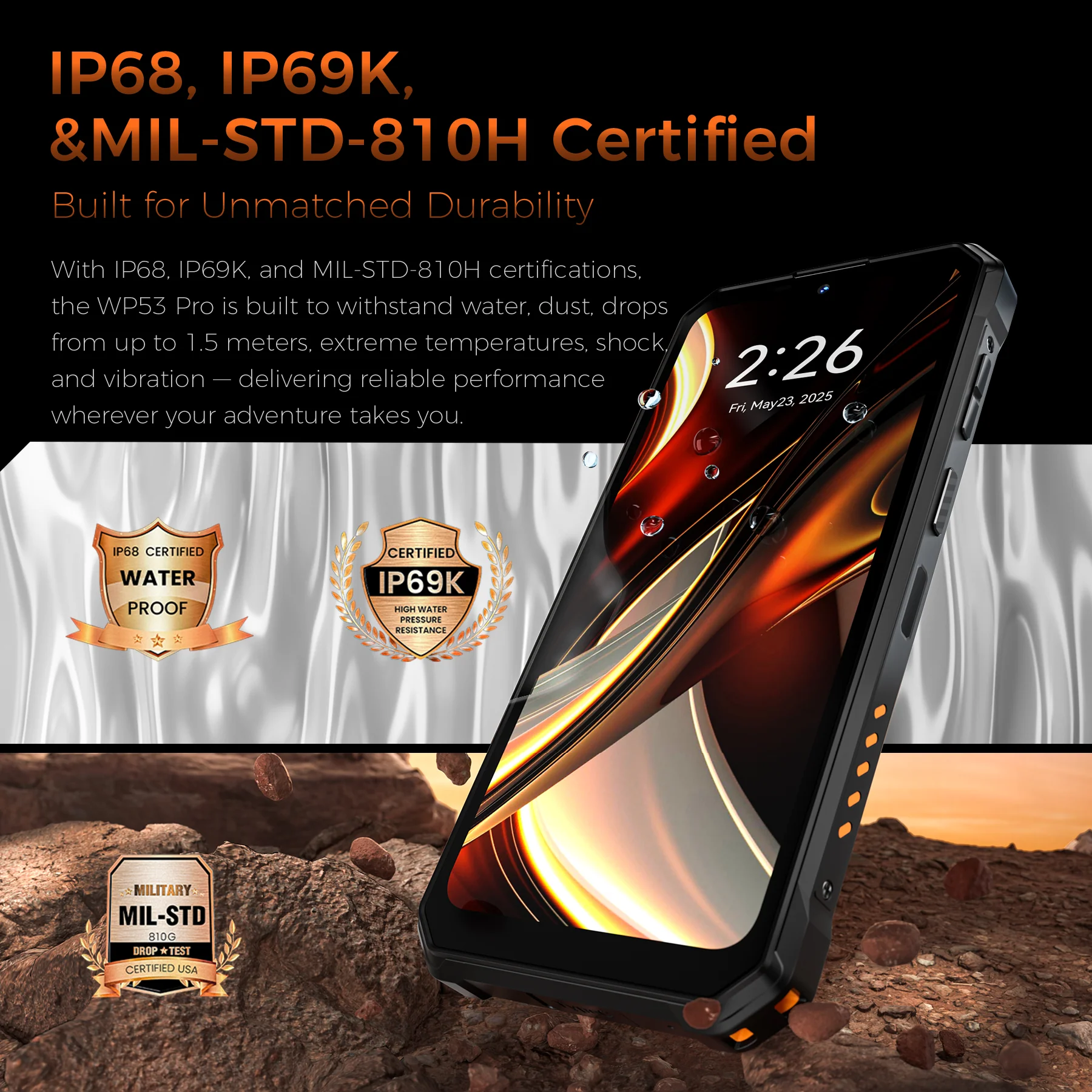 OUKITEL WP53 Pro 4G Rugged Phone 6.52'' FHD+ Display 11000mAh Big Battery 50MP Camera Camping Light Android 15(8GB+256GB NFC) - Image 7