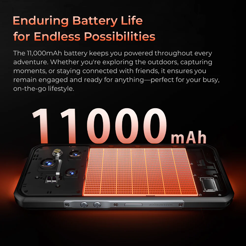 OUKITEL WP55 Pro 5G Rugged Phone 6.6'' HD+ Display 11000mAh Big Battery 108MP Camera Android 15(16GB+512GB NFC) - Image 7