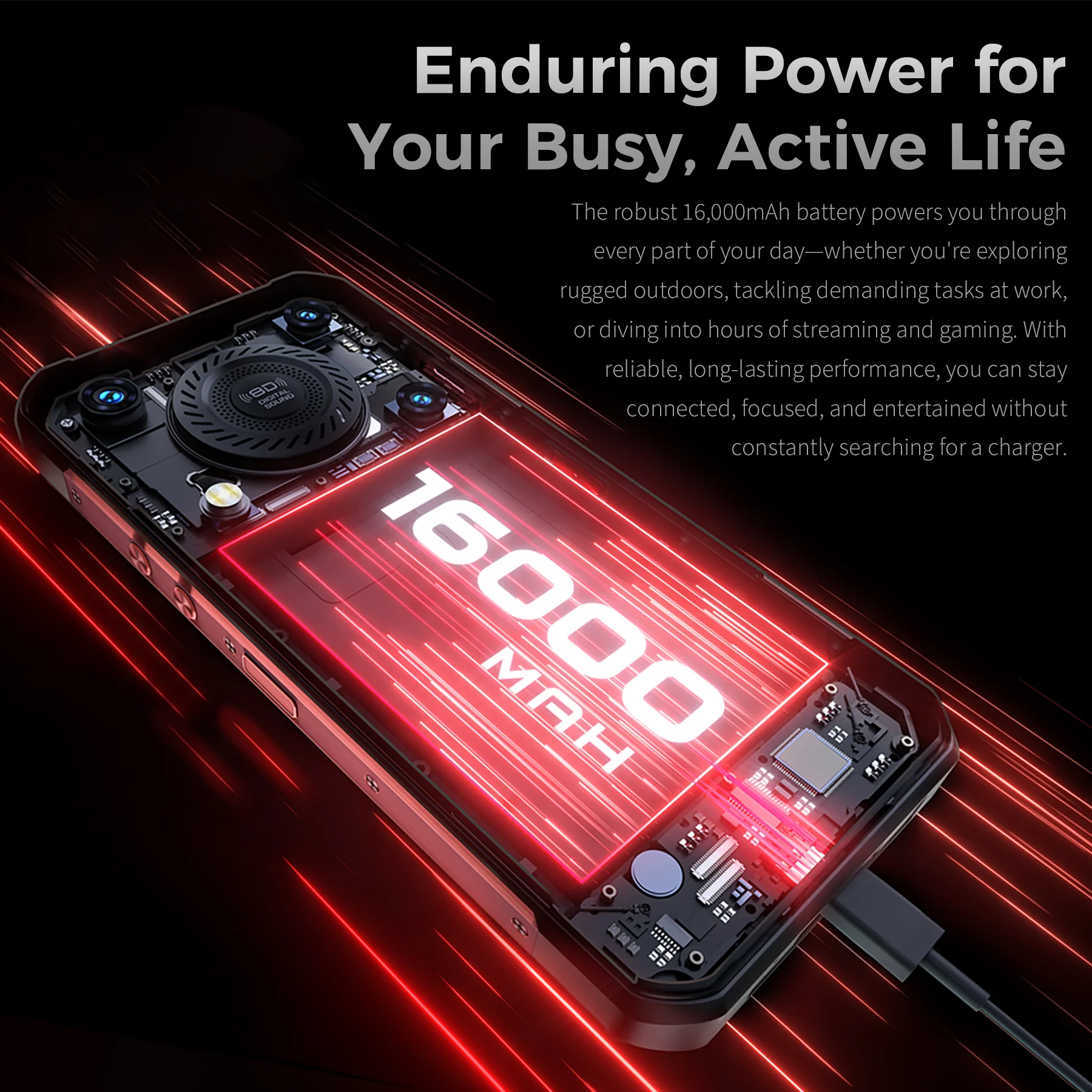 OUKITEL WP56-EV 5G Rugged Phone 6.8'' FHD+ Display 16,000mAh Big Battery 108MP Camera Camping Light Android 15(12GB+512GB NFC) - Image 5