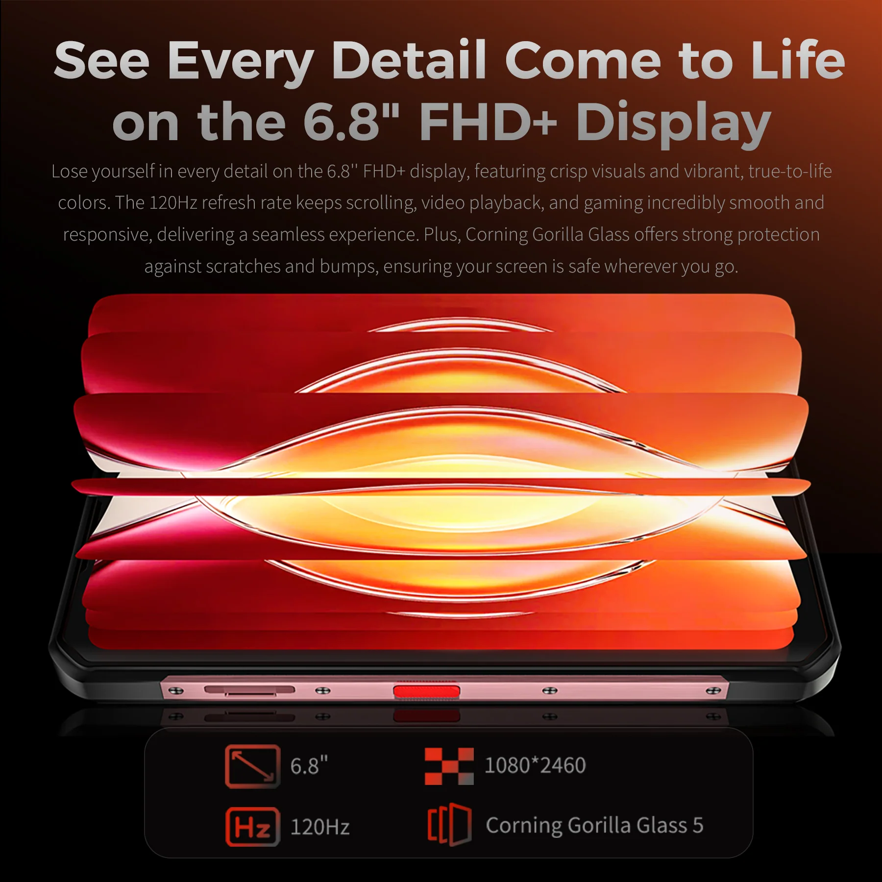 OUKITEL WP56-EV 5G Rugged Phone 6.8'' FHD+ Display 16,000mAh Big Battery 108MP Camera Camping Light Android 15(12GB+512GB NFC) - Image 8