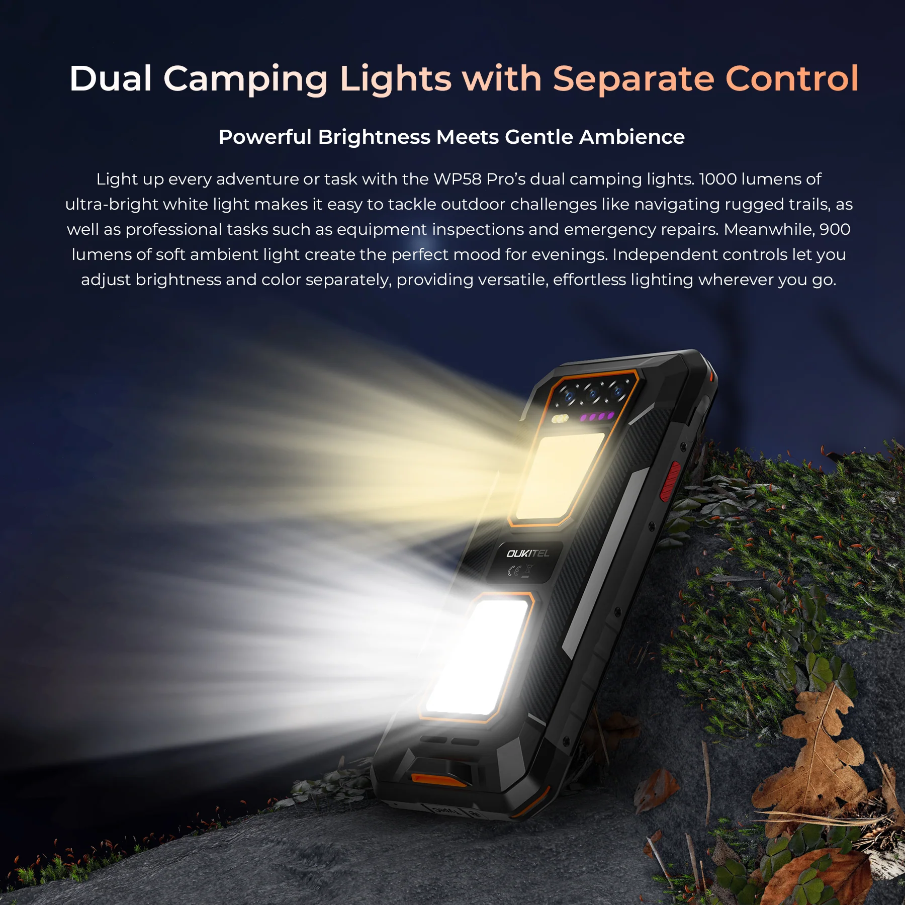 OUKITEL WP58 Pro 5G Rugged Phone 6.7-inch 10,000mAh Battery 64MP Camera Camping Light Android 15(8GB+512GB NFC) - Image 6