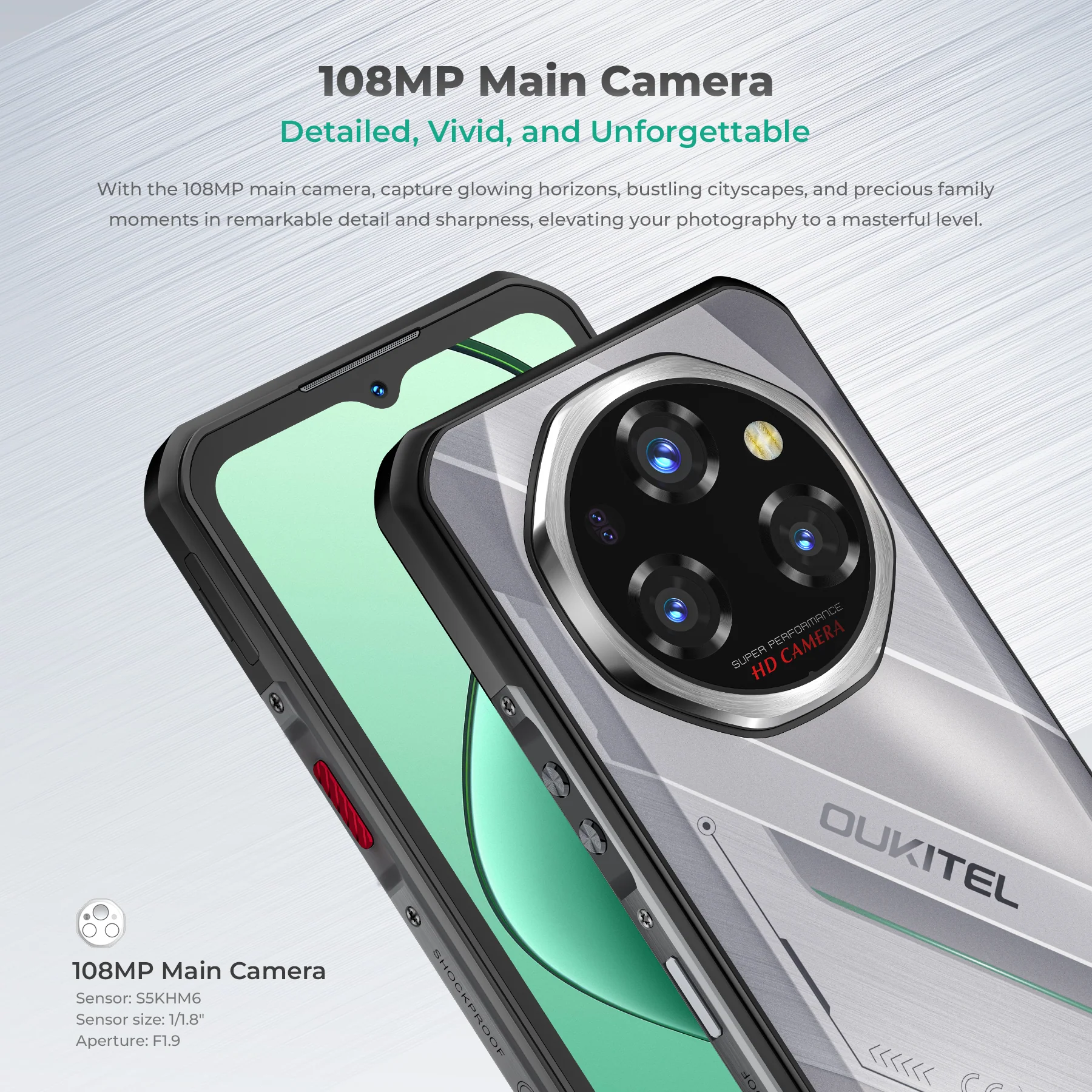 OUKITEL WP62 5G Rugged Phone 6.6-inch FHD+ Display 11,000mAh Battery 108MP Camera Android 15 with NFC(16GB+512GB) - Image 9