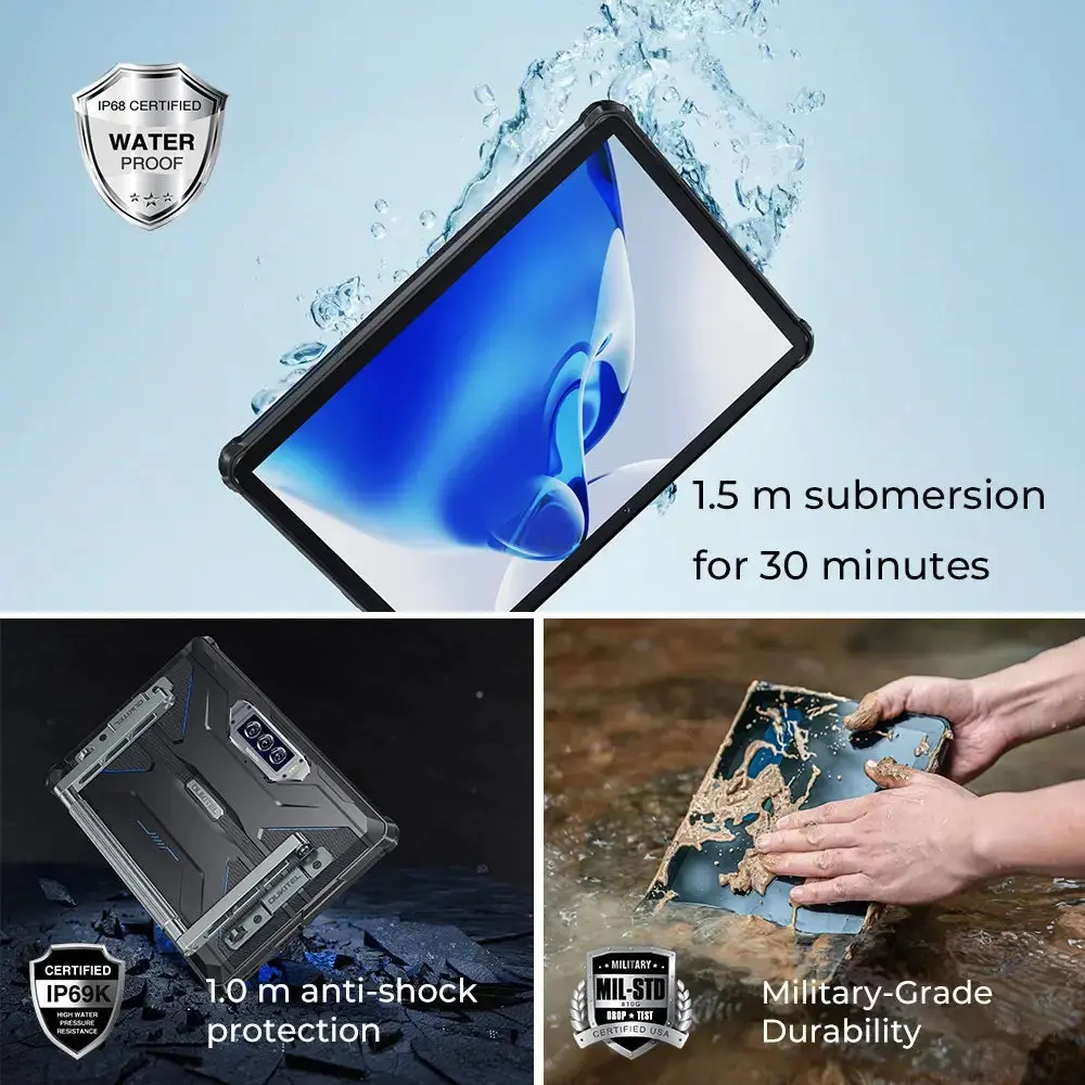 OUKITEL RT7 5G Rugged Tablet 10.1-inch 32000mAh Big Battery 48MP Camera Android 15 (12GB+512GB)NFC - Image 6