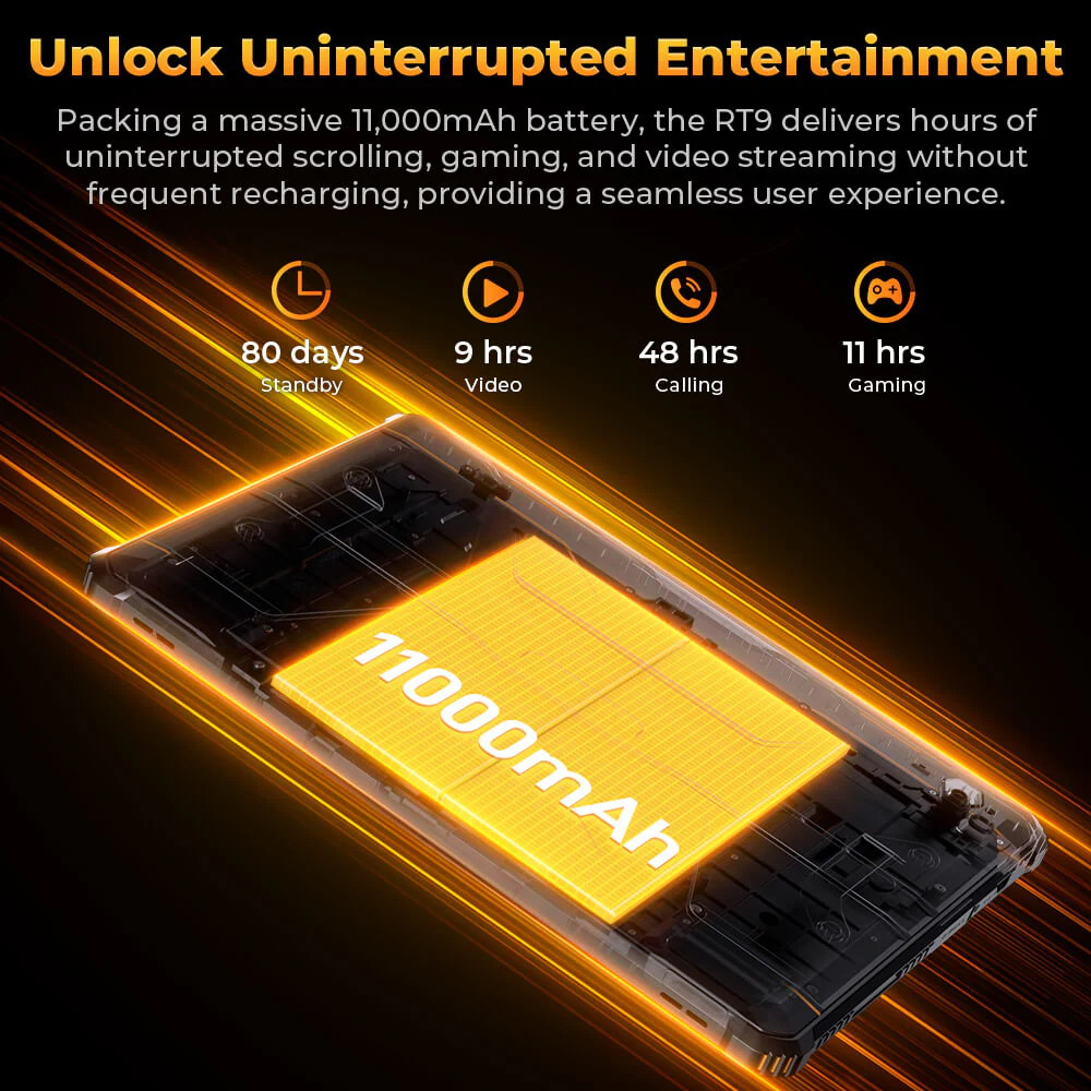 OUKITEL RT9 Rugged Tablet 10.1-inch 2K 11000mAh Big Battery 16MP Camera Android 14 (24GB+256GB) - Image 11