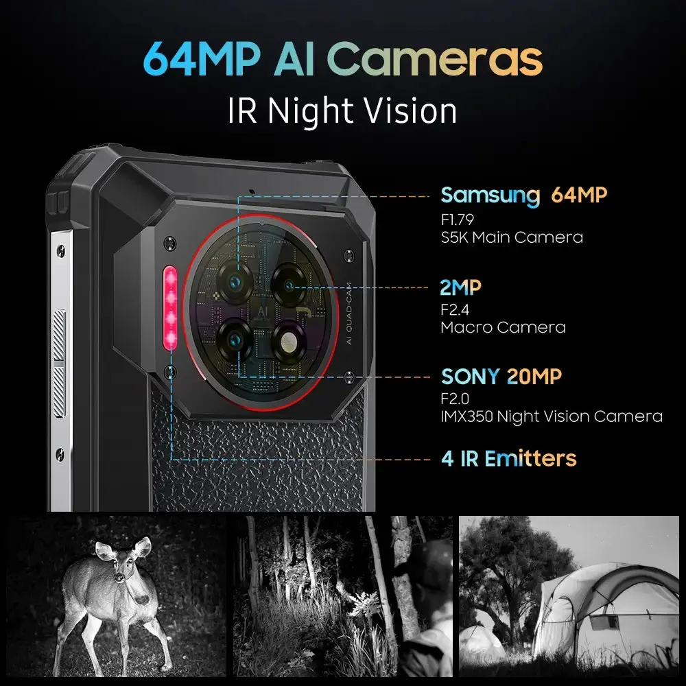 Oukitel WP19 Pro 4G Rugged Phone 6.8-inch 22000mAh Big Battery 64MP Camera (24GB+256GB NFC) - Image 5