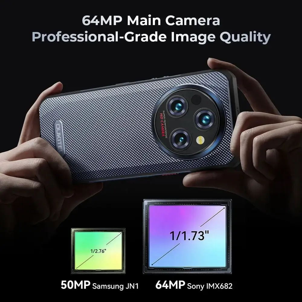 OUKITEL WP35 5G Rugged Phone 6.6-inch 2.4K 11000mAh Battery 64MP Android 14(24GB+256GB NFC) - Image 9